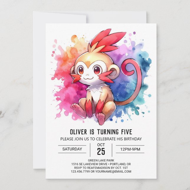 Fun Online Monkey Birthday  Invitation (Front)