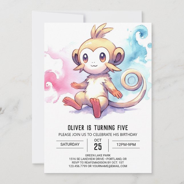 Fun Online Monkey Birthday Invitation (Front)