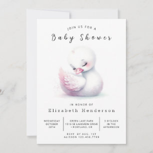 Fun Online Swan Baby Shower Invitation