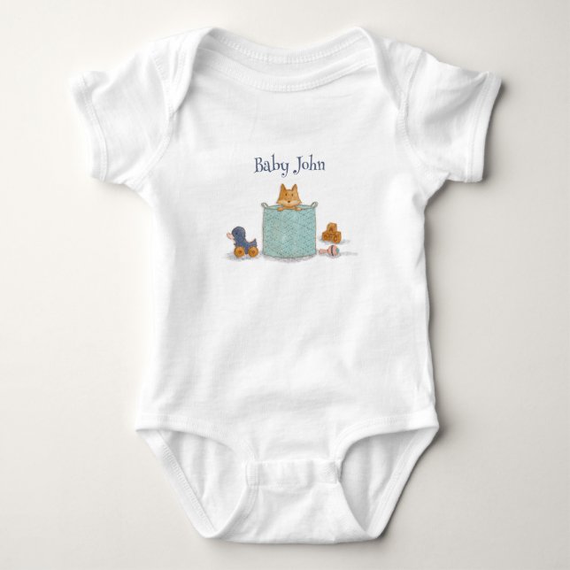 Fun Orange Baby Fox Illustration  Bodysuit (Front)