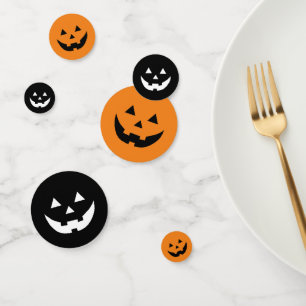 Fun orange black Jack o lantern cute Halloween Confetti