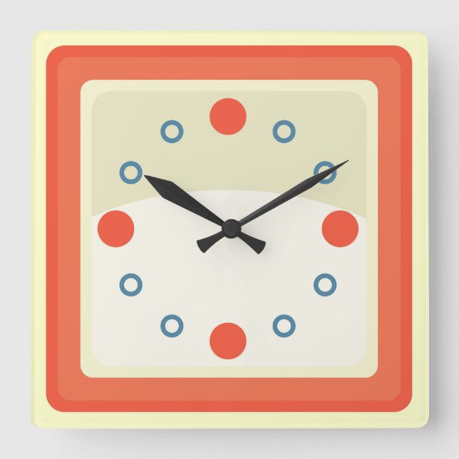 Fun Orange Cartoon Style Square Wall Clock (Front)