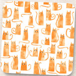 Fun Orange Cat Coaster<br><div class="desc">Cute little watercolor orange ginger cat pattern. Original art by Nic Squirrell. Perfect for animal lovers.</div>