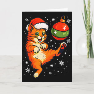 Fun Orange Cat Humor Christmas Ornament Footll Soc Card
