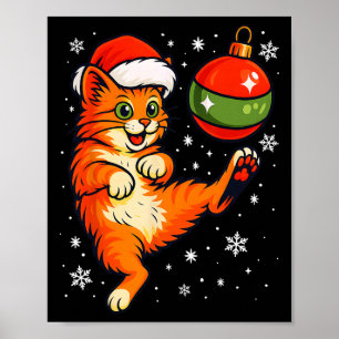 Fun Orange Cat Humor Christmas Ornament Footll Soc Poster