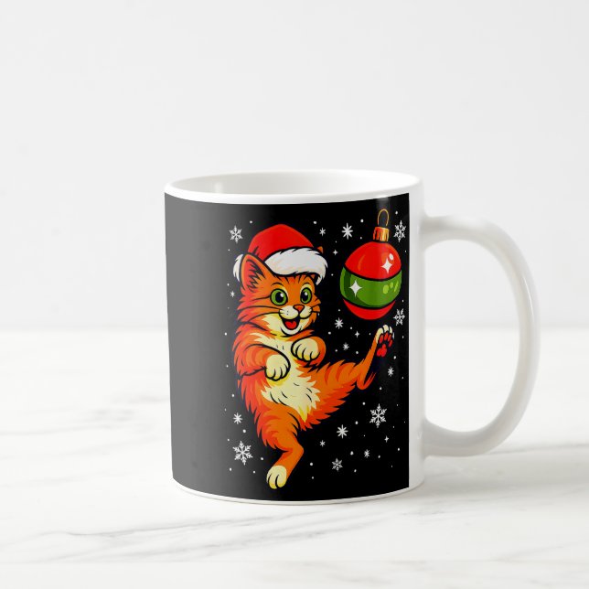 Fun Orange Cat Humour Christmas Ornament Football  Coffee Mug (Right)