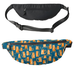 Fun Orange Cat Teal Green Bum Bags