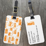 Fun Orange Cat Watercolor Luggage Tag<br><div class="desc">Cute little watercolor orange ginger cat pattern,  perfect for animal lovers. Original art by Nic Squirrell. Change the details on the reverse to personalise.</div>