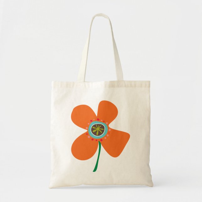 Fun Orange Daisy Pop Summer Flower Whimsical Cute Tote Bag (Front)