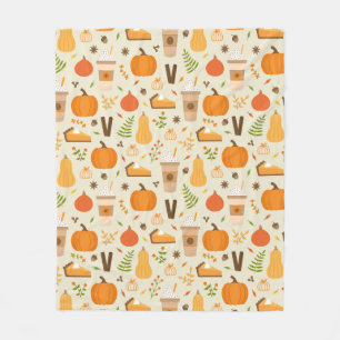 Fun Orange Fall Pattern Fleece Blanket