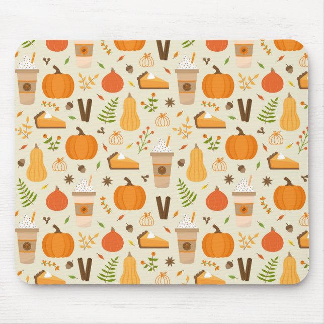 Fun Orange Fall Pattern Mouse Mat (Front)