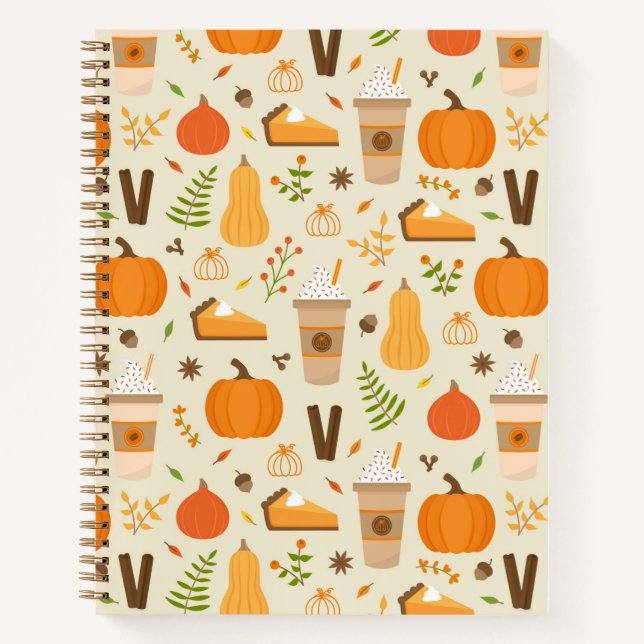 Fun Orange Fall Pattern Notebook (Front)