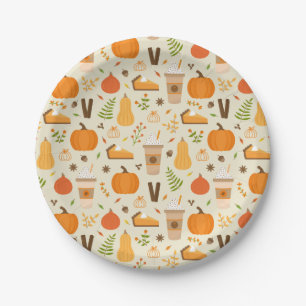Fun Orange Fall Pattern Paper Plate