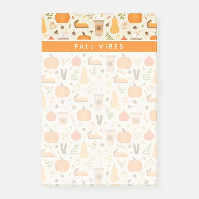 Fun Orange Fall Pattern Post-it Notes (Front)