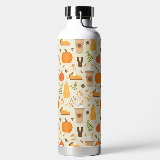 Fun Orange Fall Pattern Water Bottle (Left)