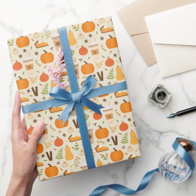 Fun Orange Fall Pattern Wrapping Paper (Gifting)