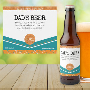 Fun Orange Father's Day Dad's Beer Bottle Label