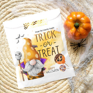 Fun orange gnome trick or treat kids halloween favour bags