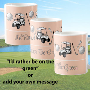 Fun Orange Golf Balls and Cute Cart Custom Message Coffee Mug
