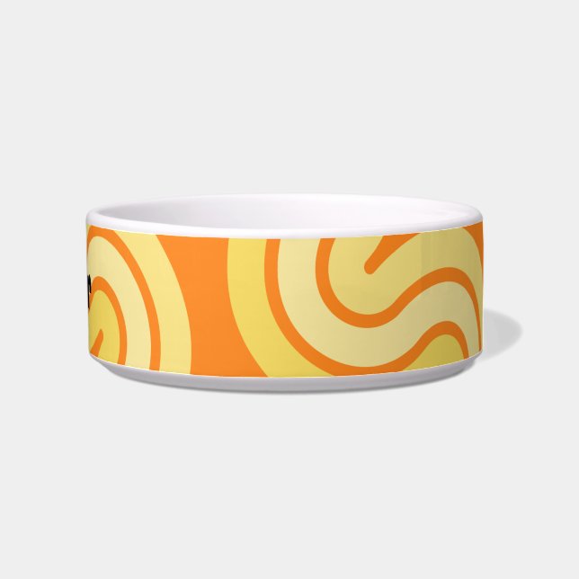 Fun Orange Kitty Cat Personalised Pet Bowls (Right)