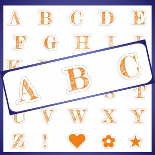 Fun Orange Letters   Monogram Alphabet Stickers