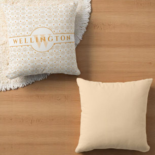 Fun Orange Monogram Name Hand Drawn Sun Cushion