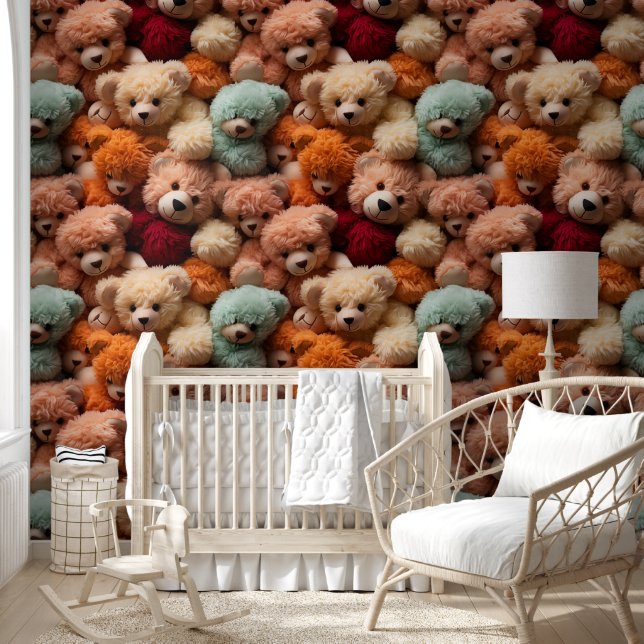 Fun Orange Pink Cream Turquoise Teddy Bear Wallpaper (Kids)