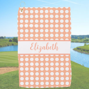 Fun Orange polka dots custom name ladies Golf Towel