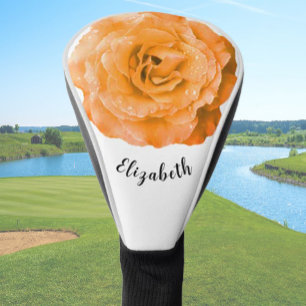 Fun orange rose flower custom name ladies golf head cover