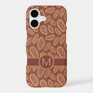 Fun Organic Rust Colour Seed Pod Pattern Monogram