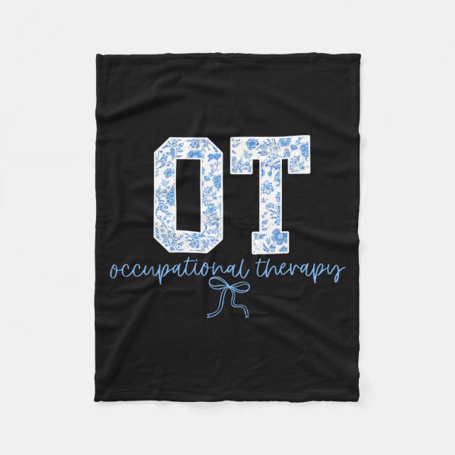 Fun Ot Occupational Therapy Blue Coquette Bow Ot T Fleece Blanket (Front)