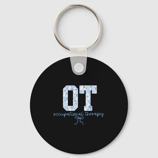 Fun Ot Occupational Therapy Blue Coquette Bow Ot T Key Ring (Front)