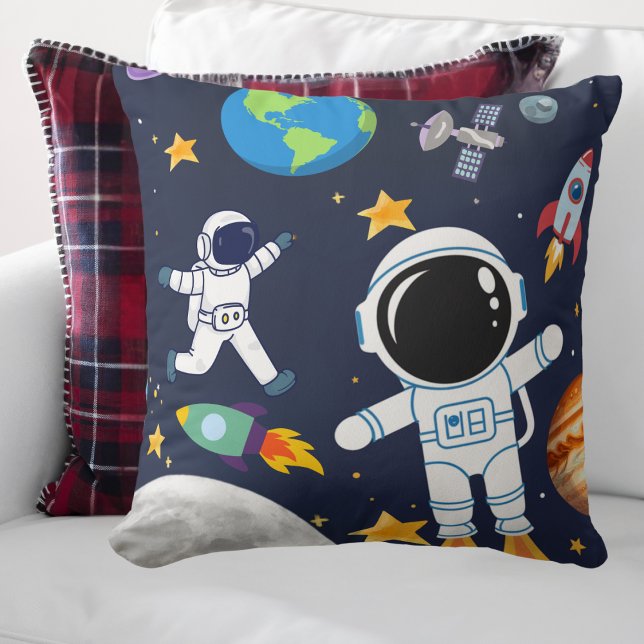 Fun Outer Space Astronaut,Cute Kids First Birthday Cushion (Creator Uploaded)
