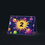 Fun Outer Space Planets Add Name Kids 2nd Birthday Card<br><div class="desc">This is a great card for a child who has an interest in outer space through science, the movies, reading, or through their dreams of travelling through space. And even if they aren't a space enthusiast, this is a WOW card for any child's birthday. Just to have their name and...</div>