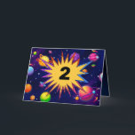 Fun Outer Space Planets Add Name Kids 2nd Birthday Card<br><div class="desc">This is a great card for a child who has an interest in outer space through science, the movies, reading, or through their dreams of travelling through space. And even if they aren't a space enthusiast, this is a WOW card for any child's birthday. Just to have their name and...</div>