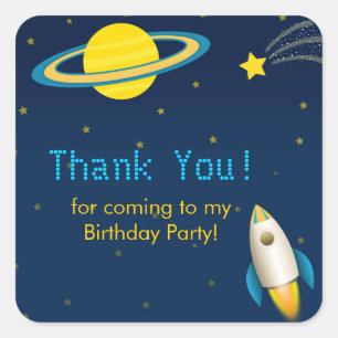 Fun Outer Space Rocket  Birthday Party Sticker