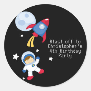 Fun outerspace astronaut birthday party stickers