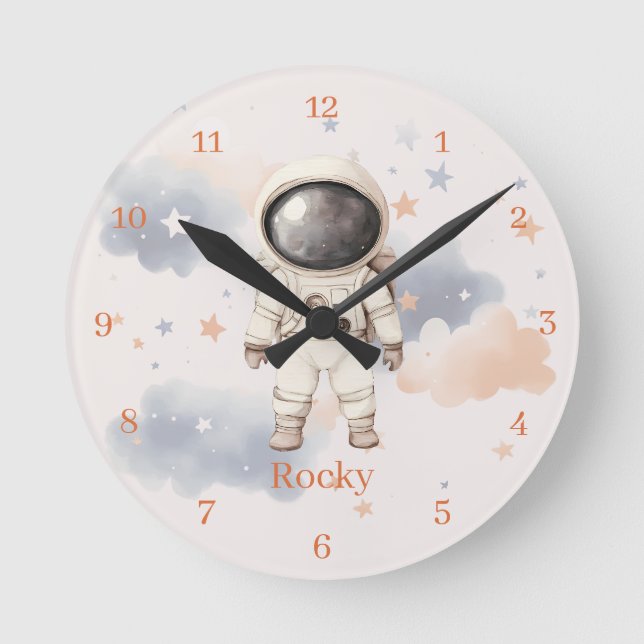 Fun Outerspace Astronaut Child's Wall Clock (Front)