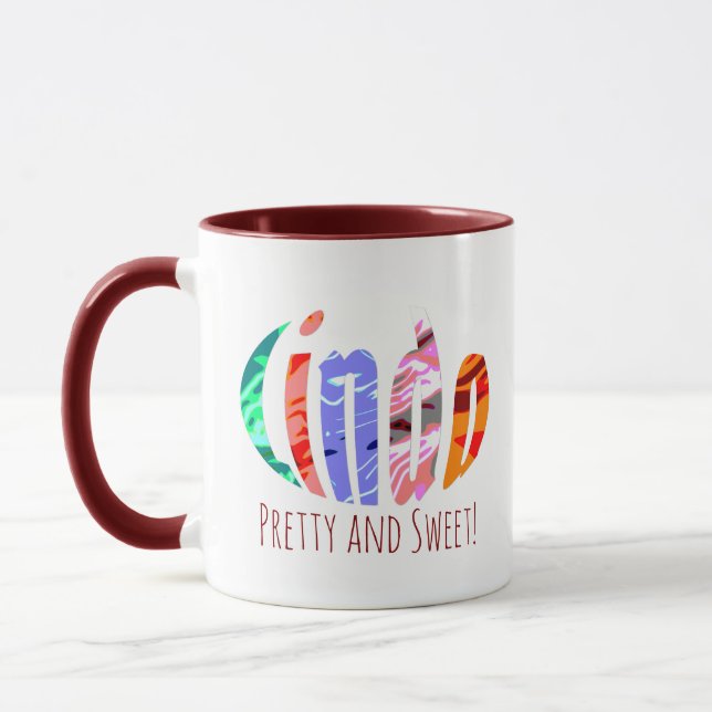 Fun Oval Abstract Colored Linda Name, Personalized Mug (Left)