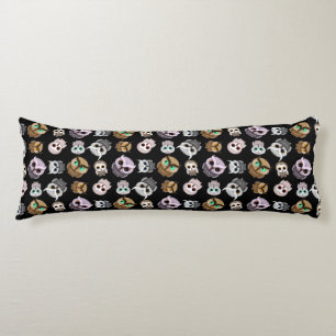 Fun Owl Pattern on Black Background Body Cushion