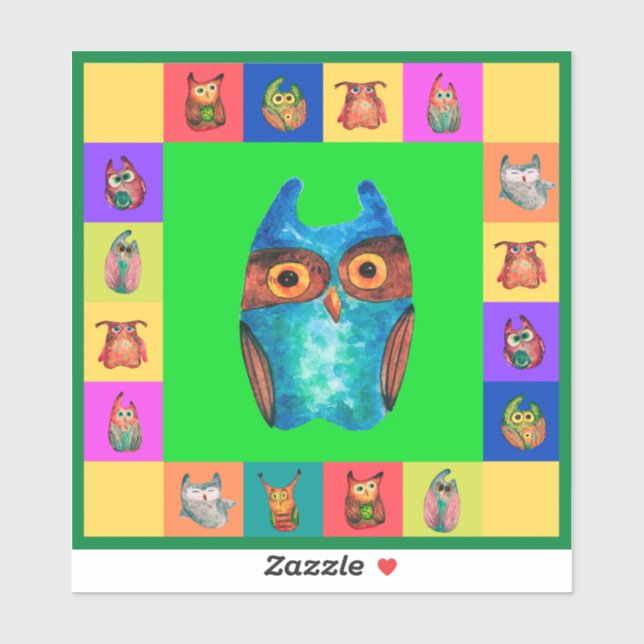 Fun Owls Custom-Cut Vinyl Sticker (Sheet)