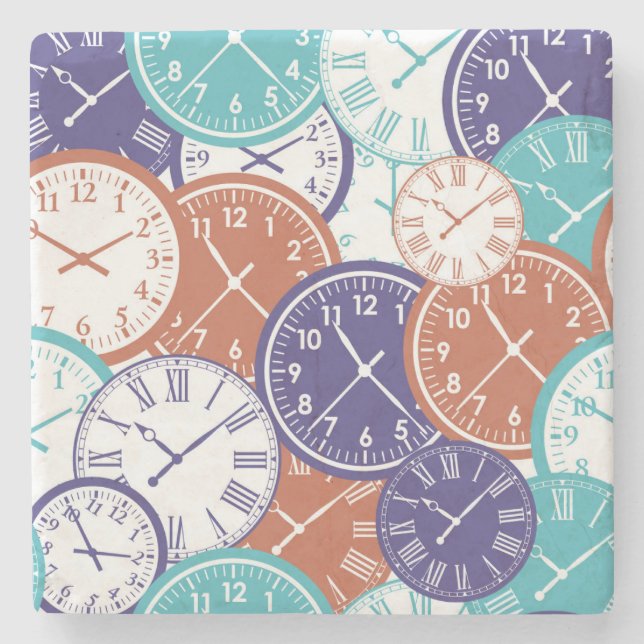 Fun Page Full of Clock Faces Stone Coaster (Front)
