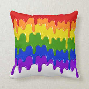 Fun Paint Slim Drips Rainbow Colours Cushion