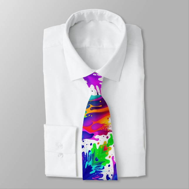 Fun Paint Splatter Colourful Tie (Tied)