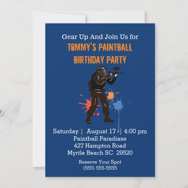 Fun Paintball Birthday Party Invitation (Front)