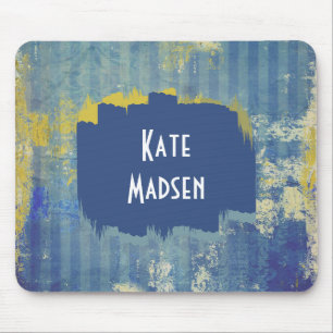 Fun Painted Denim Pattern Personalised Mouse Mat