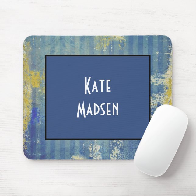 Fun Painted Denim Pattern Personalised Mouse Mat (With Mouse)