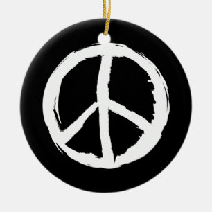 fun painterly PEACE SIGN Ceramic Tree Decoration