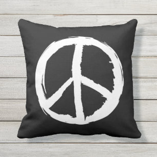fun painterly PEACE SIGN   Cushion