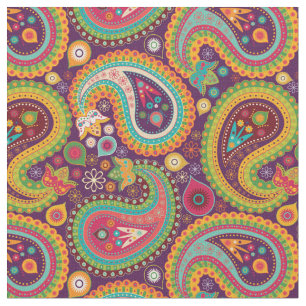 Fun Paisley Boho Colourful Floral Fabric
